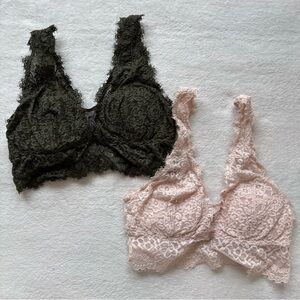 Aerie Lace Bralette Set in Black and Pink
